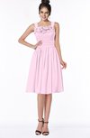 ColsBM Lainey Baby Pink Gorgeous A-line Wide Square Sleeveless Chiffon Knee Length Bridesmaid Dresses