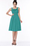 ColsBM Lainey Emerald Green Gorgeous A-line Wide Square Sleeveless Chiffon Knee Length Bridesmaid Dresses