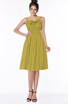 ColsBM Lainey Golden Olive Gorgeous A-line Wide Square Sleeveless Chiffon Knee Length Bridesmaid Dresses