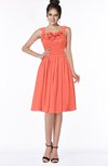 ColsBM Lainey Living Coral Gorgeous A-line Wide Square Sleeveless Chiffon Knee Length Bridesmaid Dresses