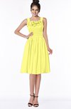 ColsBM Lainey Pale Yellow Gorgeous A-line Wide Square Sleeveless Chiffon Knee Length Bridesmaid Dresses