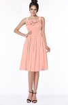 ColsBM Lainey Peach Gorgeous A-line Wide Square Sleeveless Chiffon Knee Length Bridesmaid Dresses