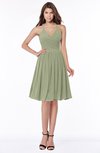 ColsBM Raine Moss Green Traditional Halter Sleeveless Chiffon Knee Length Bridesmaid Dresses