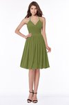 ColsBM Raine Olive Green Traditional Halter Sleeveless Chiffon Knee Length Bridesmaid Dresses