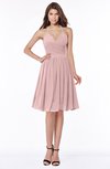 ColsBM Raine Silver Pink Traditional Halter Sleeveless Chiffon Knee Length Bridesmaid Dresses