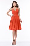 ColsBM Raine Tangerine Tango Traditional Halter Sleeveless Chiffon Knee Length Bridesmaid Dresses