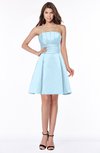 ColsBM Karen Ice Blue Glamorous A-line Strapless Sleeveless Half Backless Satin Bridesmaid Dresses
