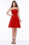 ColsBM Karen Red Glamorous A-line Strapless Sleeveless Half Backless Satin Bridesmaid Dresses