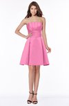 ColsBM Karen Rose Pink Glamorous A-line Strapless Sleeveless Half Backless Satin Bridesmaid Dresses