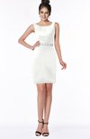ColsBM Meadow Cloud White Luxury Sleeveless Satin Knee Length Beaded Bridesmaid Dresses