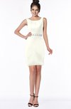 ColsBM Meadow Cream Luxury Sleeveless Satin Knee Length Beaded Bridesmaid Dresses