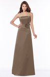 ColsBM Lyric Bronze Brown Modest A-line Strapless Sleeveless Half Backless Satin Bridesmaid Dresses