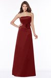 ColsBM Lyric Dark Red Modest A-line Strapless Sleeveless Half Backless Satin Bridesmaid Dresses