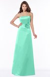 ColsBM Lyric Mint Green Modest A-line Strapless Sleeveless Half Backless Satin Bridesmaid Dresses