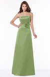 ColsBM Lyric Moss Green Modest A-line Strapless Sleeveless Half Backless Satin Bridesmaid Dresses