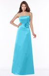 ColsBM Lyric Turquoise Modest A-line Strapless Sleeveless Half Backless Satin Bridesmaid Dresses