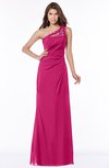 ColsBM Kathleen Beetroot Purple Mature A-line One Shoulder Half Backless Floor Length Lace Bridesmaid Dresses