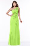 ColsBM Kathleen Bright Green Mature A-line One Shoulder Half Backless Floor Length Lace Bridesmaid Dresses
