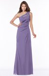 ColsBM Kathleen Chalk Violet Mature A-line One Shoulder Half Backless Floor Length Lace Bridesmaid Dresses