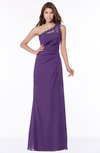 ColsBM Kathleen Dark Purple Mature A-line One Shoulder Half Backless Floor Length Lace Bridesmaid Dresses