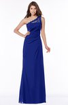 ColsBM Kathleen Electric Blue Mature A-line One Shoulder Half Backless Floor Length Lace Bridesmaid Dresses