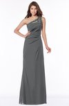 ColsBM Kathleen Grey Mature A-line One Shoulder Half Backless Floor Length Lace Bridesmaid Dresses