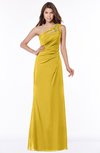 ColsBM Kathleen Lemon Curry Mature A-line One Shoulder Half Backless Floor Length Lace Bridesmaid Dresses