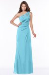 ColsBM Kathleen Light Blue Mature A-line One Shoulder Half Backless Floor Length Lace Bridesmaid Dresses