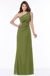 ColsBM Kathleen Olive Green Mature A-line One Shoulder Half Backless Floor Length Lace Bridesmaid Dresses