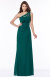 ColsBM Kathleen Shaded Spruce Mature A-line One Shoulder Half Backless Floor Length Lace Bridesmaid Dresses