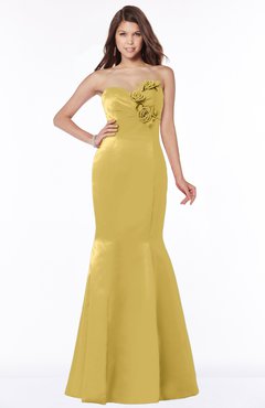ColsBM Linda Misted Yellow Glamorous Fishtail Sweetheart Half Backless Satin Flower Bridesmaid Dresses