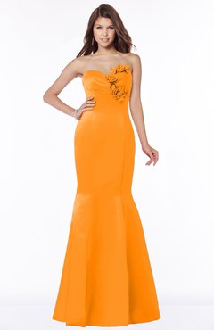 ColsBM Linda Orange Glamorous Fishtail Sweetheart Half Backless Satin Flower Bridesmaid Dresses