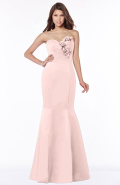 ColsBM Linda Pastel Pink Glamorous Fishtail Sweetheart Half Backless Satin Flower Bridesmaid Dresses