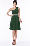ColsBM Mabel Hunter Green Gorgeous A-line One Shoulder Sleeveless Half Backless Chiffon Bridesmaid Dresses