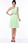 ColsBM Mabel Light Green Gorgeous A-line One Shoulder Sleeveless Half Backless Chiffon Bridesmaid Dresses