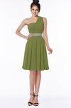 ColsBM Mabel Olive Green Gorgeous A-line One Shoulder Sleeveless Half Backless Chiffon Bridesmaid Dresses