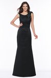 ColsBM Hayley Black Gorgeous A-line Sleeveless Satin Floor Length Bow Bridesmaid Dresses
