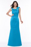 ColsBM Hayley Cornflower Blue Gorgeous A-line Sleeveless Satin Floor Length Bow Bridesmaid Dresses