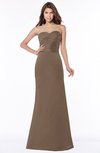 ColsBM Cara Bronze Brown Modest A-line Sleeveless Half Backless Floor Length Ruching Bridesmaid Dresses