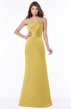 ColsBM Cara Misted Yellow Modest A-line Sleeveless Half Backless Floor Length Ruching Bridesmaid Dresses