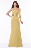 ColsBM Cara Ochre Modest A-line Sleeveless Half Backless Floor Length Ruching Bridesmaid Dresses