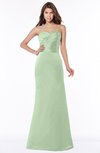 ColsBM Cara Pale Green Modest A-line Sleeveless Half Backless Floor Length Ruching Bridesmaid Dresses
