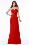 ColsBM Cara Red Modest A-line Sleeveless Half Backless Floor Length Ruching Bridesmaid Dresses