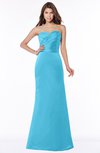 ColsBM Cara River Blue Modest A-line Sleeveless Half Backless Floor Length Ruching Bridesmaid Dresses