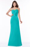 ColsBM Cara Viridian Green Modest A-line Sleeveless Half Backless Floor Length Ruching Bridesmaid Dresses