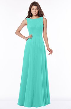 ColsBM Anika Blue Turquoise Modest A-line Scoop Sleeveless Zip up Chiffon Bridesmaid Dresses
