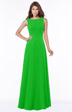 ColsBM Anika Classic Green Modest A-line Scoop Sleeveless Zip up Chiffon Bridesmaid Dresses