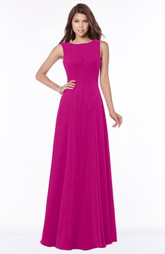 ColsBM Anika Hot Pink Modest A-line Scoop Sleeveless Zip up Chiffon Bridesmaid Dresses