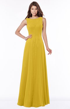 ColsBM Anika Lemon Curry Modest A-line Scoop Sleeveless Zip up Chiffon Bridesmaid Dresses