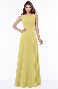 ColsBM Anika Misted Yellow Modest A-line Scoop Sleeveless Zip up Chiffon Bridesmaid Dresses